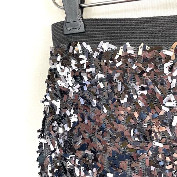 Express Black Stretch Sequined Mini Skirt - Picture 6 of 14